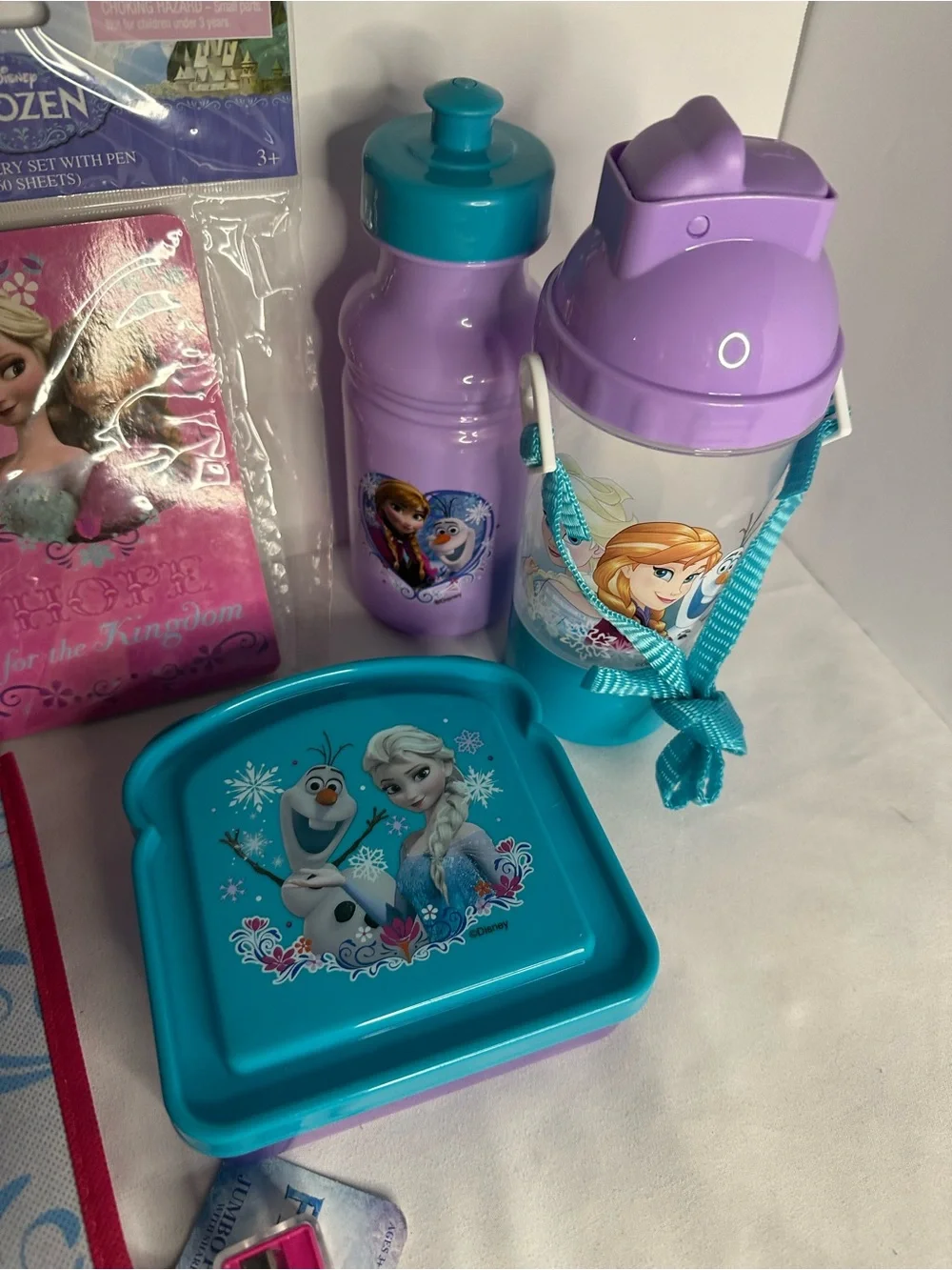 Disney Frozen Kids Stationery and Snack Set - Elsa & Anna - Blue/Purple